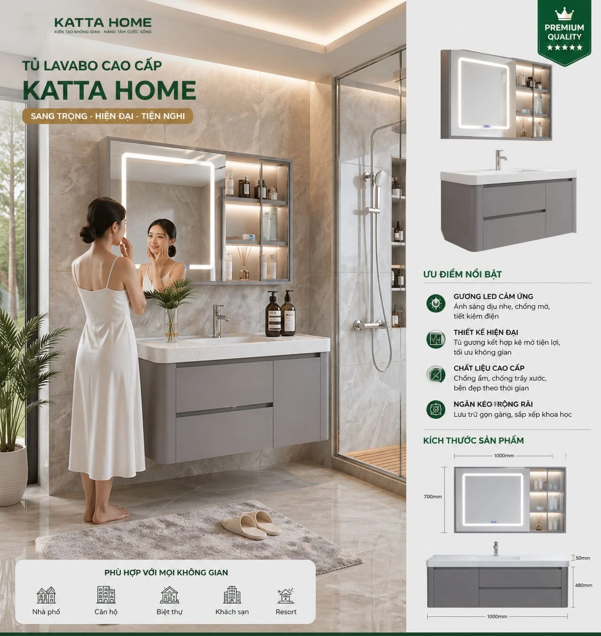 Tủ lavabo treo tường Katta Home