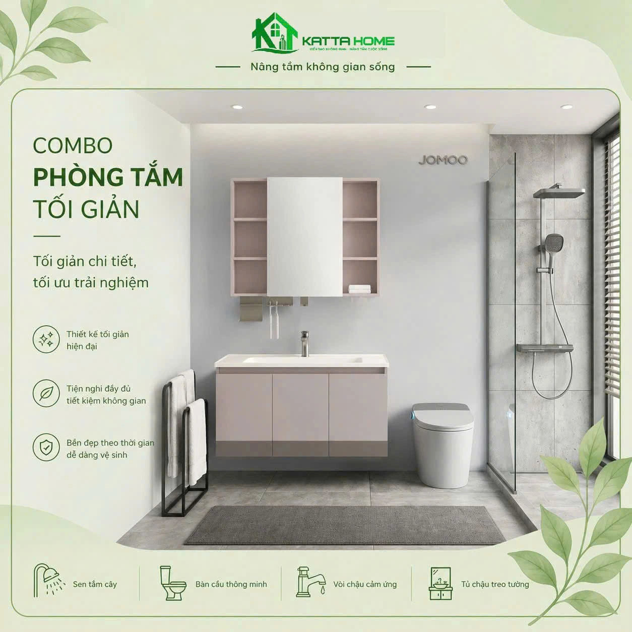 Combo phòng tắm tối giản