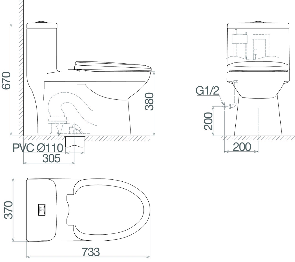 Bàn cầu một khối MK2 - Ảnh 2