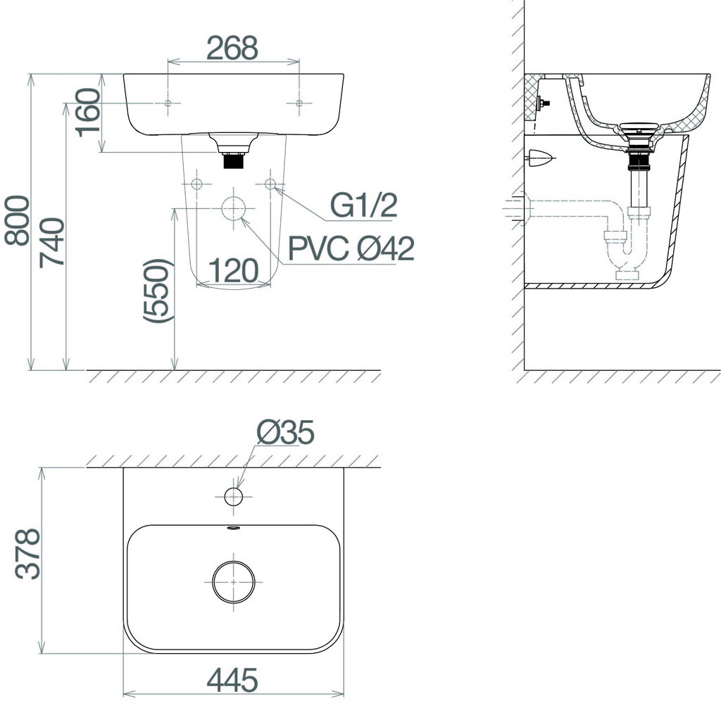 Chậu + chân treo tường V23 - Ảnh 2