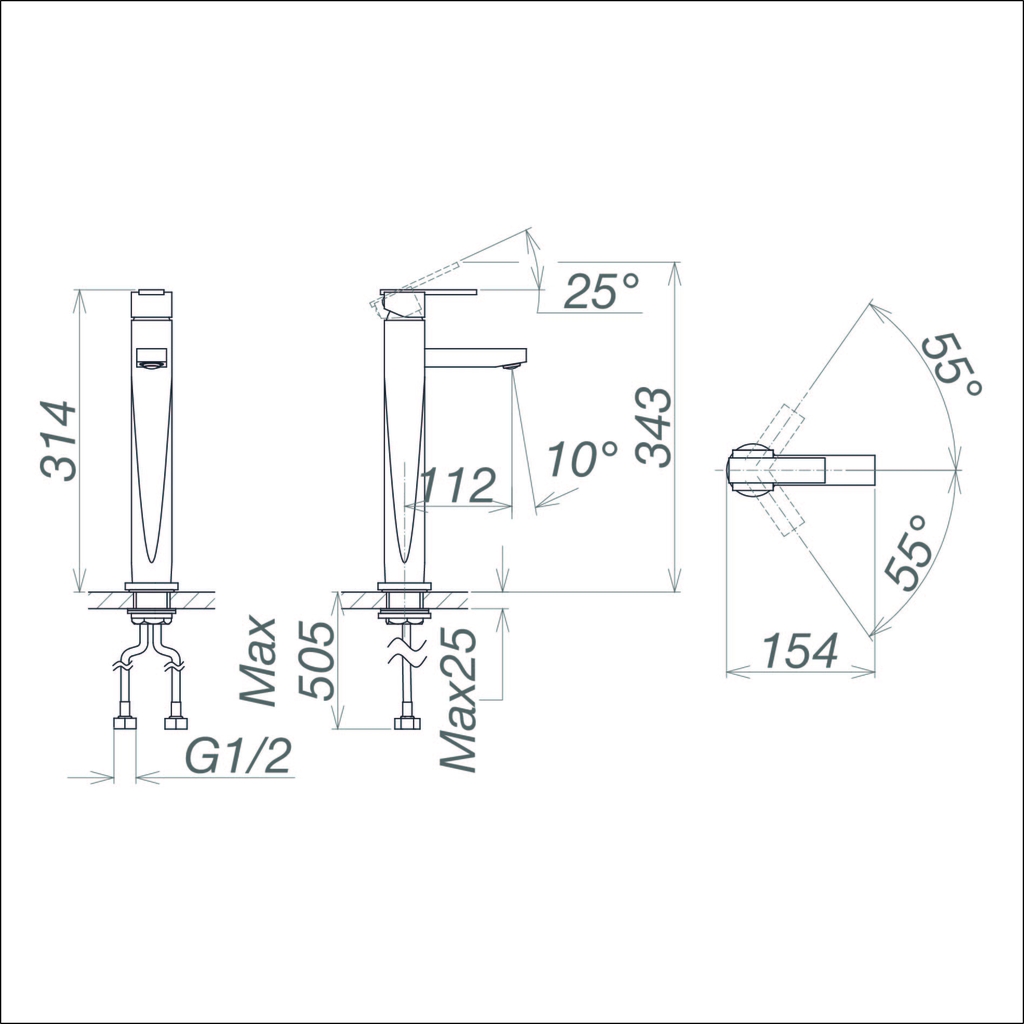 Vòi chậu cao một lỗ VG126 - Ảnh 2