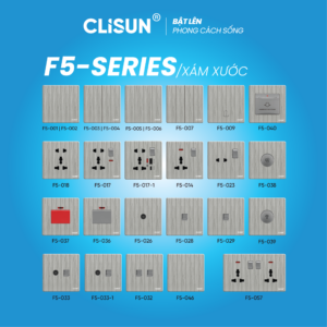 Ổ Cắm Công Tắc CLISUN F5-SERIES/xám xước