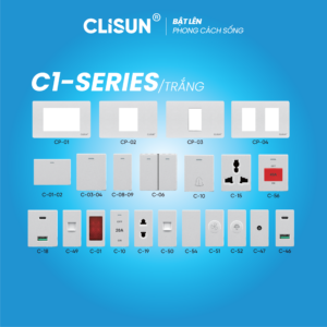 Ổ Cắm Công Tắc CLISUN (Dòng Chữ Nhật) C-SERIES/trắng
