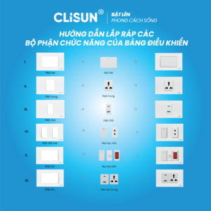 Ổ Cắm Công Tắc CLISUN (Dòng Chữ Nhật) C-SERIES/ghi