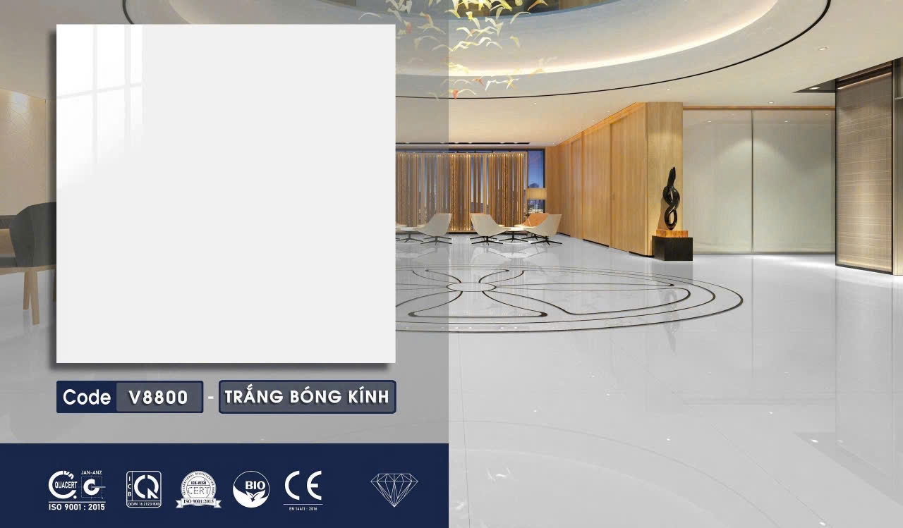Tiêu đề: Gạch Trắng Bóng Kính V8800 – Nâng Tầm Không Gian Sống Hiện Đại
