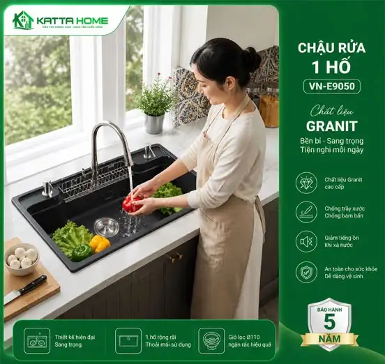Chậu rửa 1 hố Granit cao cấp