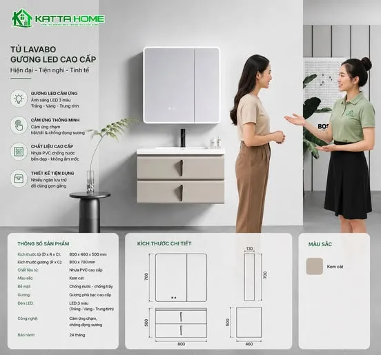 Tủ lavabo gương LED treo tường