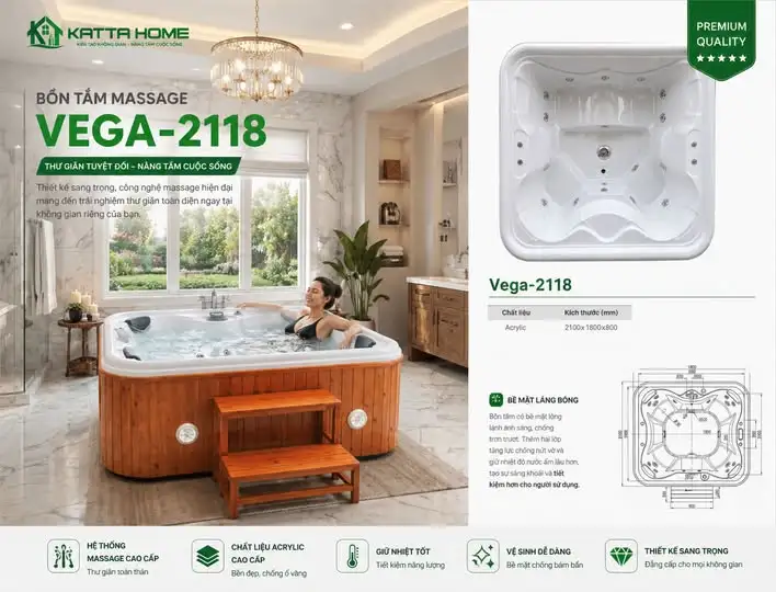 Bồn tắm massage Vega-2118