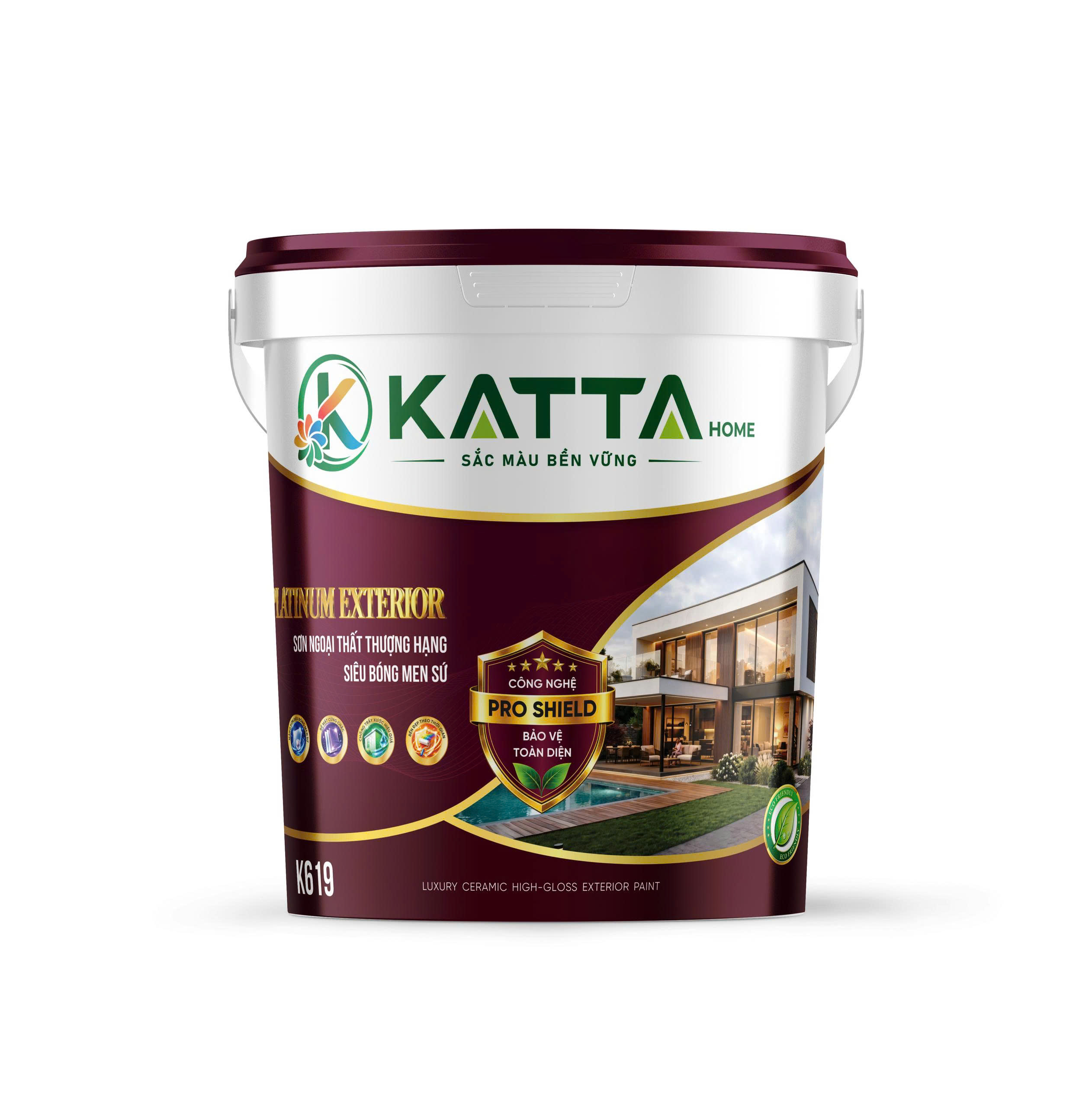 KATTA Platinum Exterior – Sơn ngoại thất thượng hạng siêu bóng men sứ